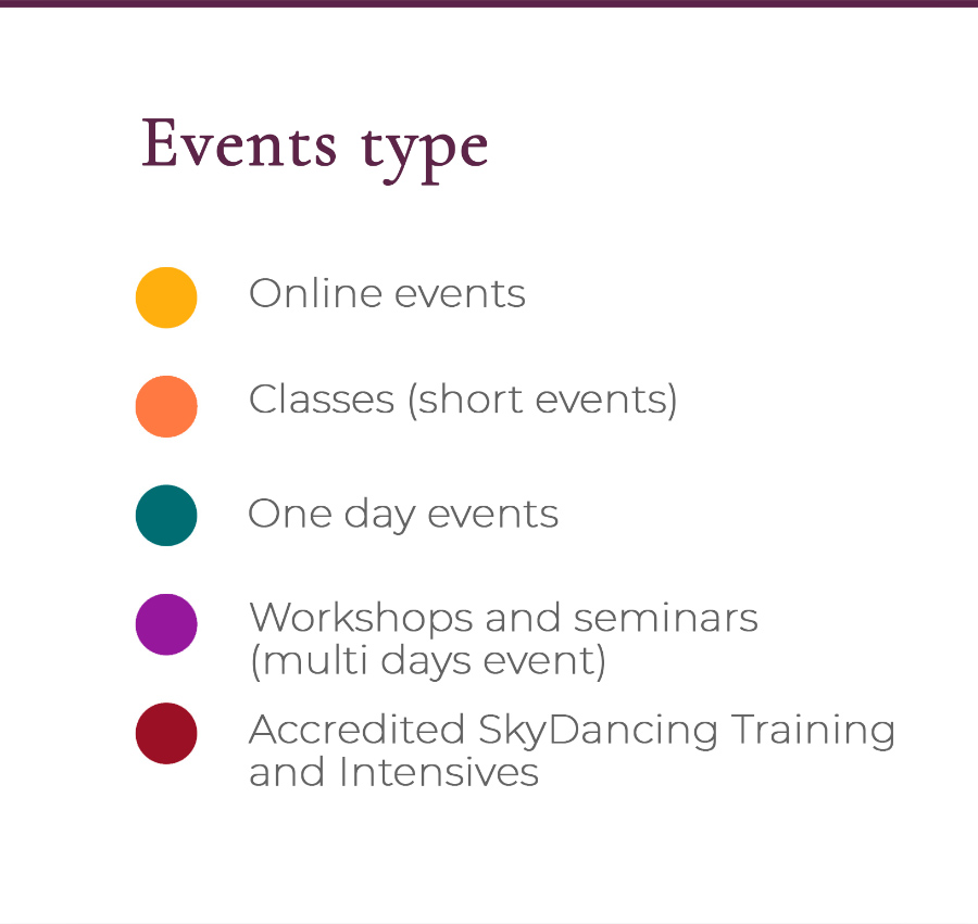 events workshops classes trainings skydancing tantra